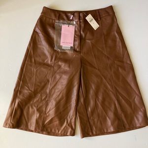 Anthropologie Avec Les Filles faux leather brown culottes, Size S